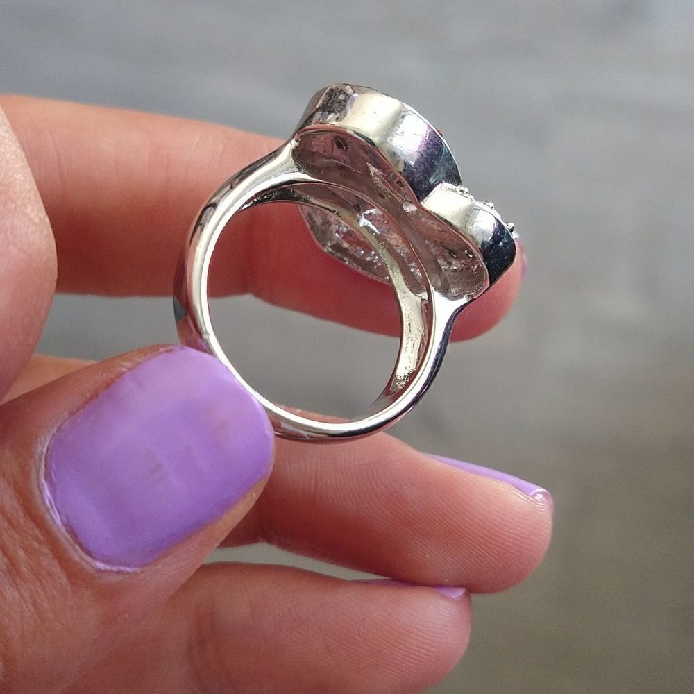 Crystal Pave Heart Ring size 8 - Picture 6 of 6